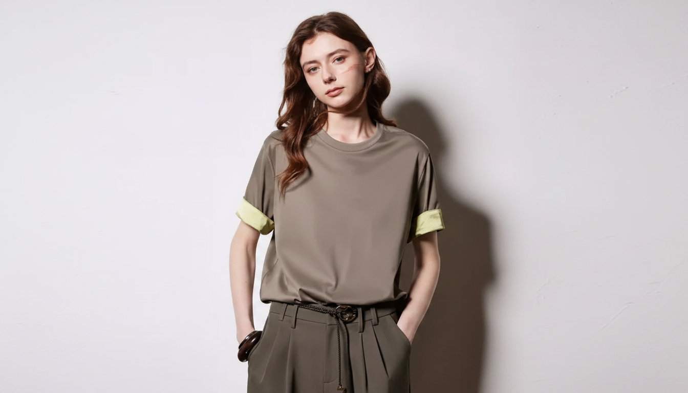 Silk Satin Chinese-Style Tee: Polished Everyday Top